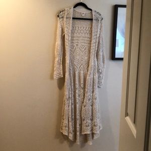 Mossimo Crochet Long Lace Cardigan small -Like New